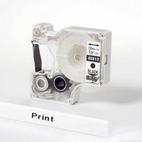 D1 Schriftband 12 mm, schwarz auf transparent
