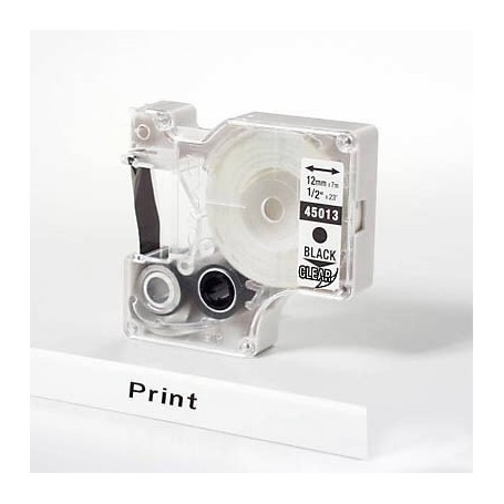 D1 Label Cassette 12 mm, black on clear