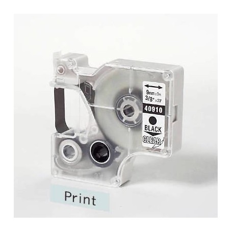 D1 Schriftband 9 mm, schwarz auf transparent