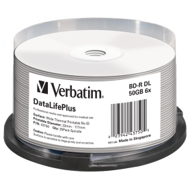 BD-R 6x 50GB Verbatim THERMAL RETRANSFER WHITE, 25 Stk.